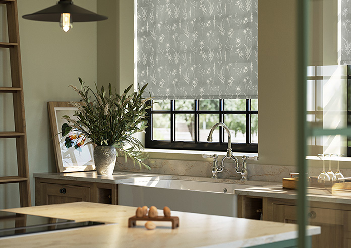 Botanical Sketchbook, Mouse Grey - Twist&Fit Roller Blind - Image 5